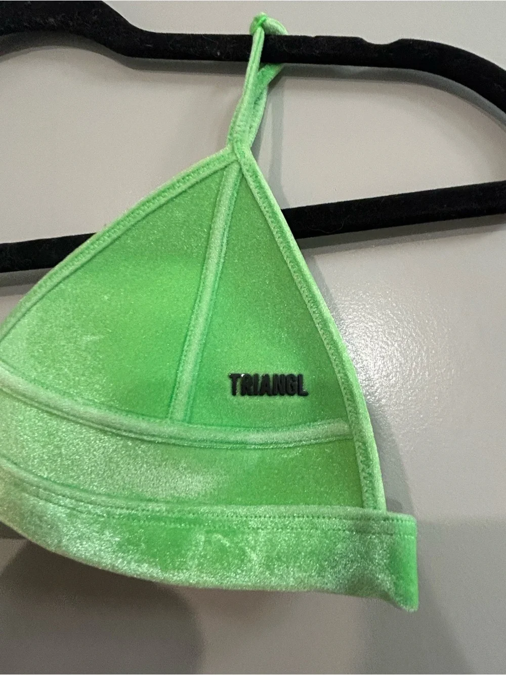 triangl swimwear Neon Lime Velvet Triangle Bikini Top